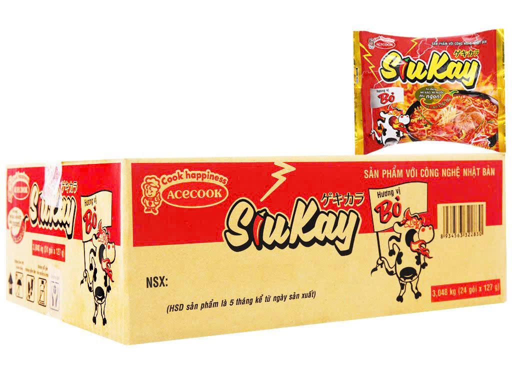 Mì Siukay bò - Thùng 24 gói x 127g