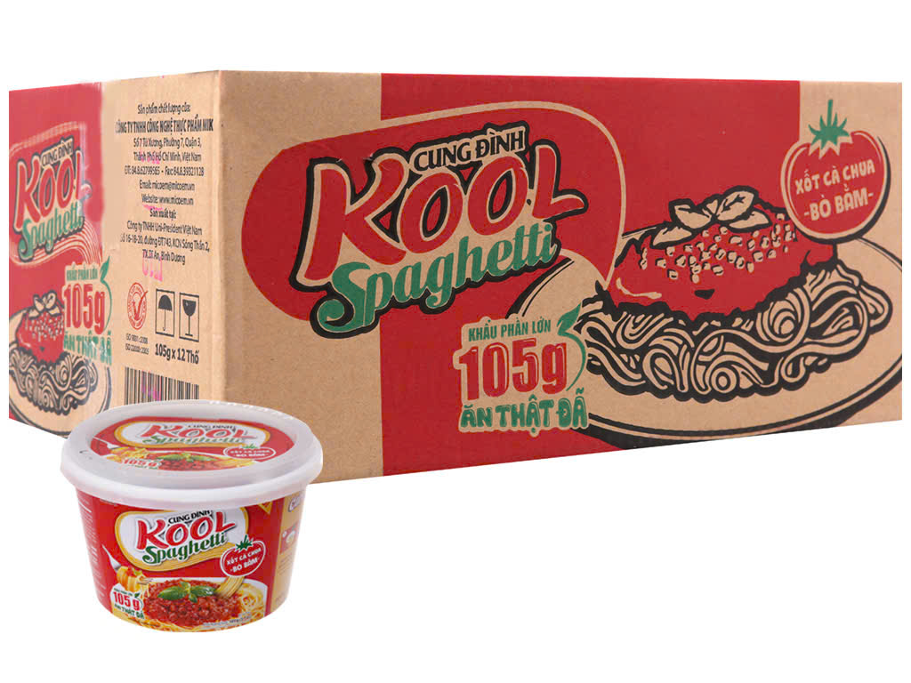 Đồ Ăn Liền Mì cung đình Kool spaghetti - 12 thố x 105g