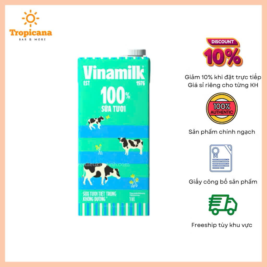 sữa vinamik 100 % 1 lít không đường