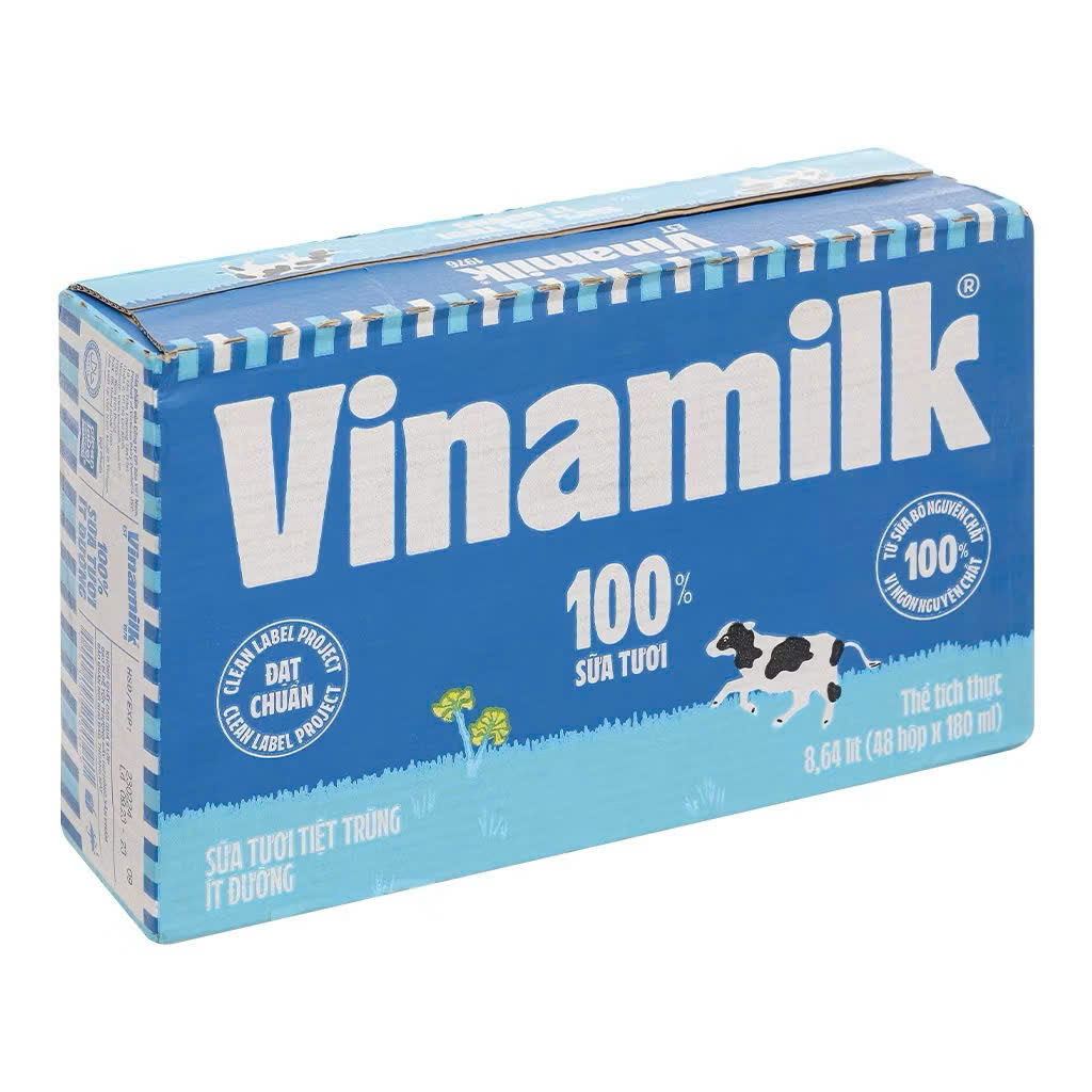 sữa vinamil 100 % 180 ml ít đường