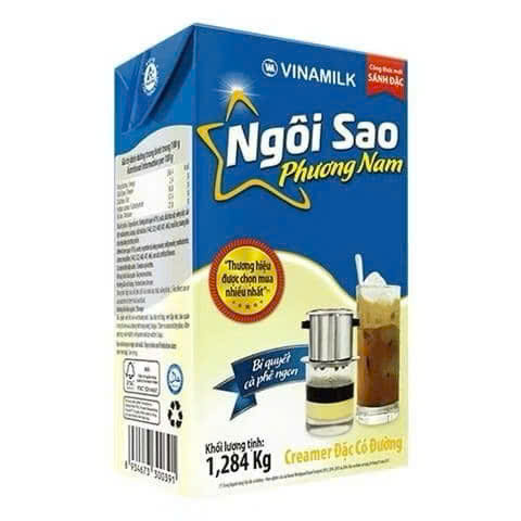 Sữa Các Loại Sữa đặc NGÔI SAO PHƯƠNG NAM xanh dương hộp giấy 1.284kg - Thùng 12 hộp giấy x 1.284kg
