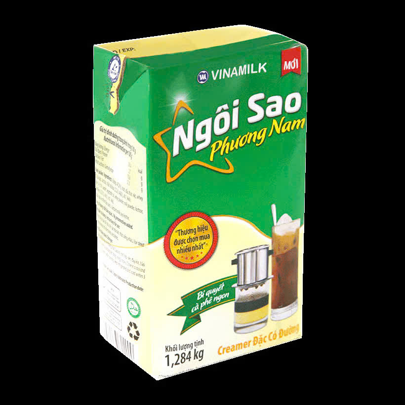 Sữa đặc NGÔI SAO PHƯƠNG NAM xanh lá hộp giấy 1.284kg - Thùng 12 hộp giấy x 1.284kg