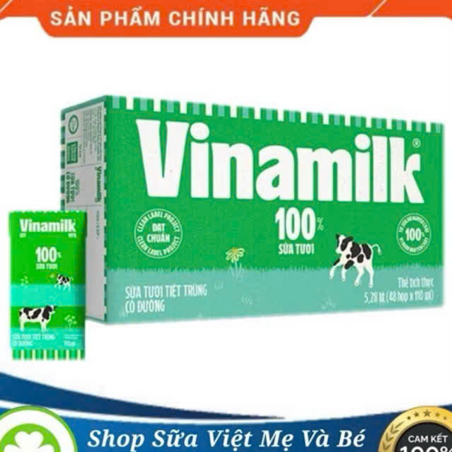 Sữa tươi tiệt trùng VINAMILK có đường hộp 110ml - Thùng 48 hộp x 110ml