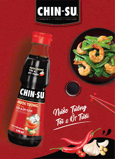 Nước tương CHIN-SU tỏi ớt chai 330ml - Thùng 24 chai x 330ml