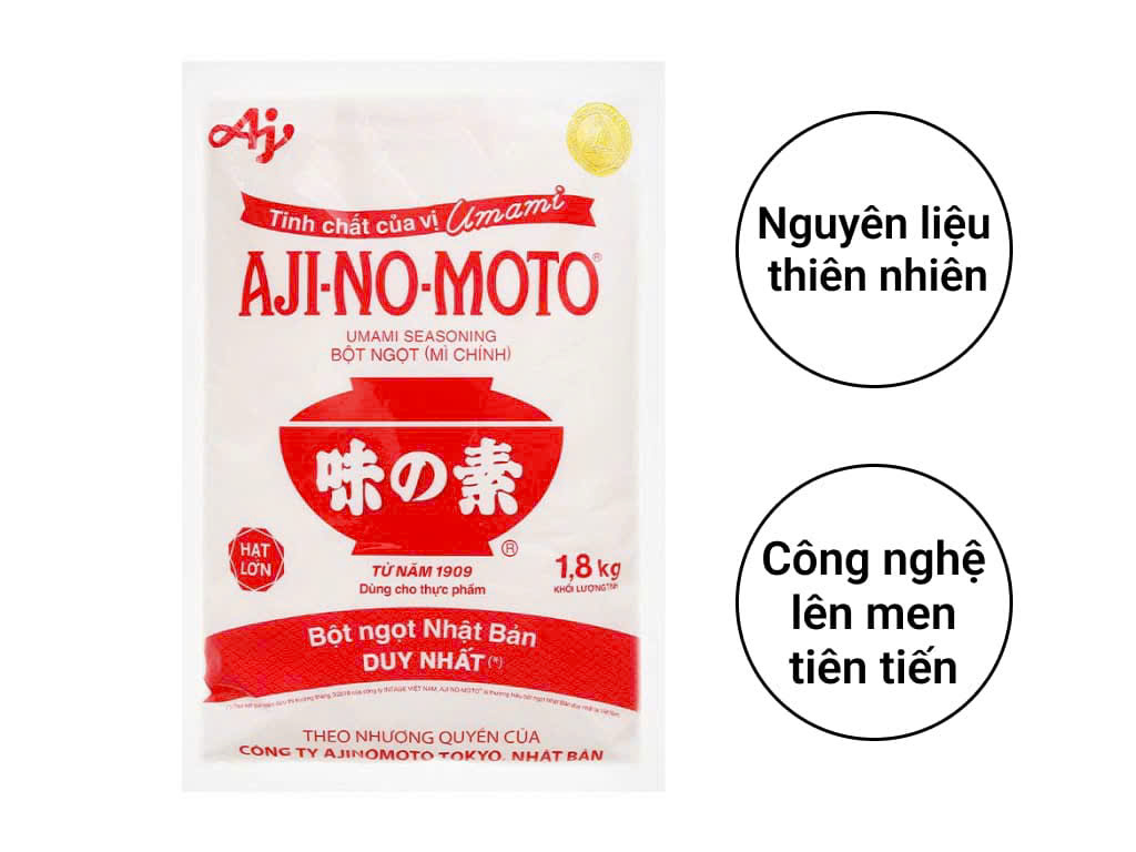 Bột ngọt AJINOMOTO gói 1.8kg - Thùng 10 gói x 1.8kg