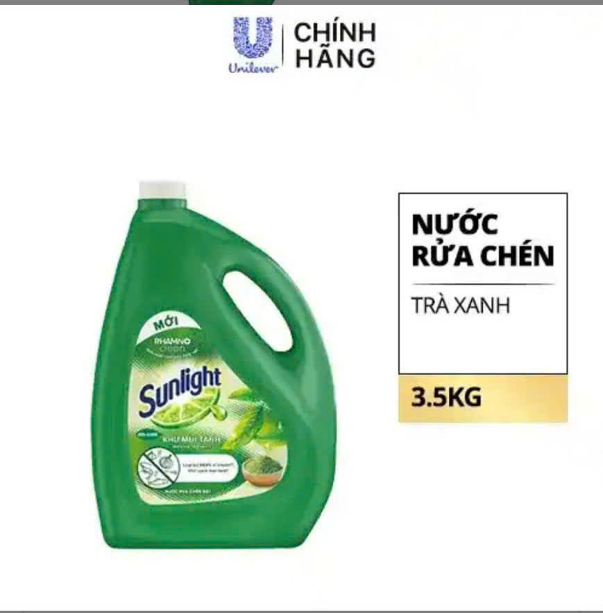 nước rửa chén  sunlight 3,5 kg trà xanh -3 can