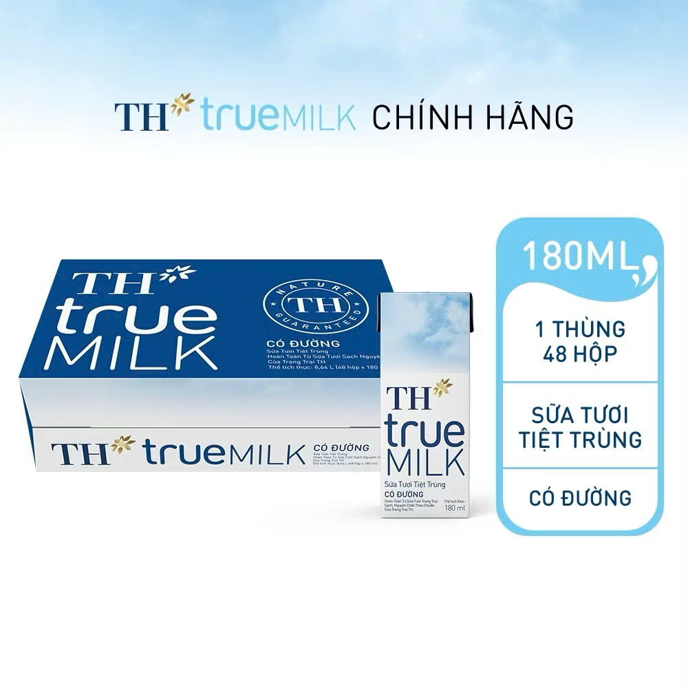sữa Th 180 ml CÓ  ĐƯỜNG