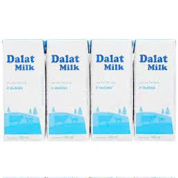 sữa tươi tiệt trùng dalat milk 180ml it đường