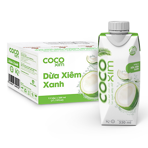 Nước Dừa Cocoxim Xanh - Thùng 12 Hộp X 330ml